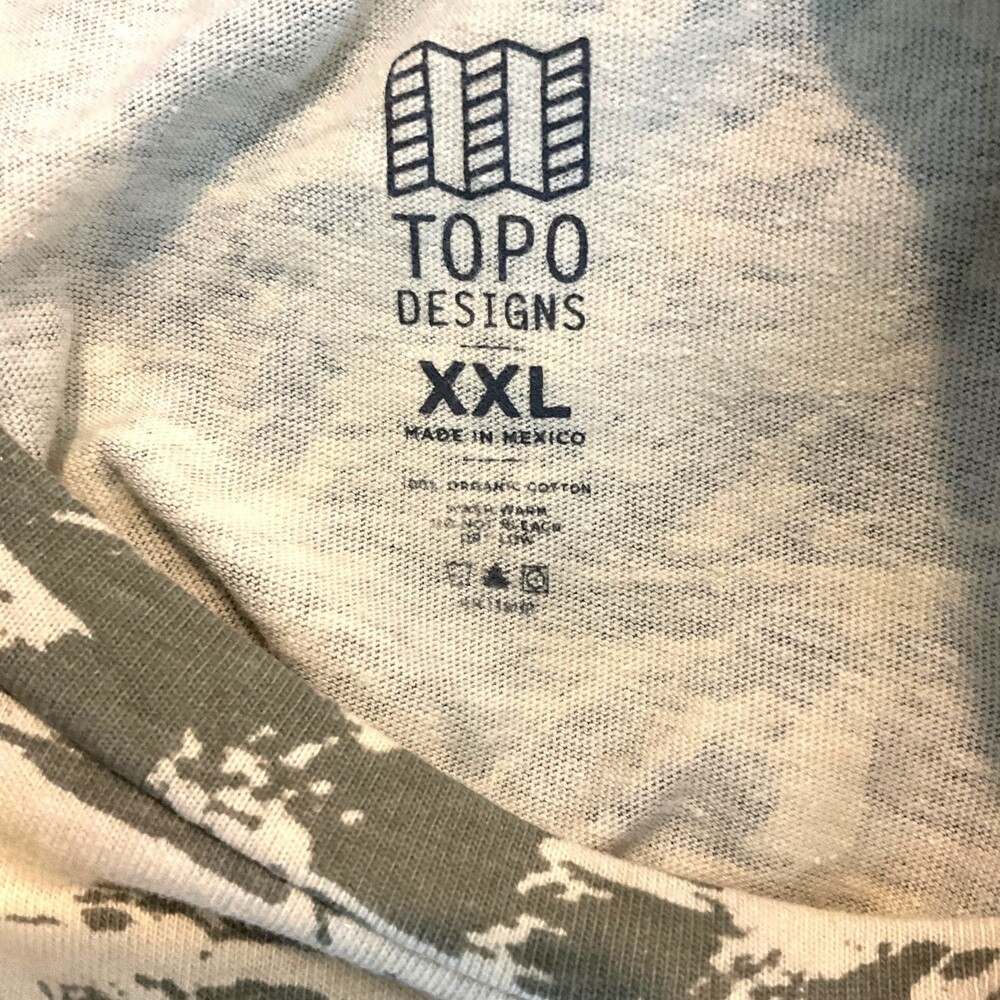 Topo Designs Long Sleeve Tee Shirt Green Splintered Print Camo Mens 2XL Crewneck - Picture 7 of 9